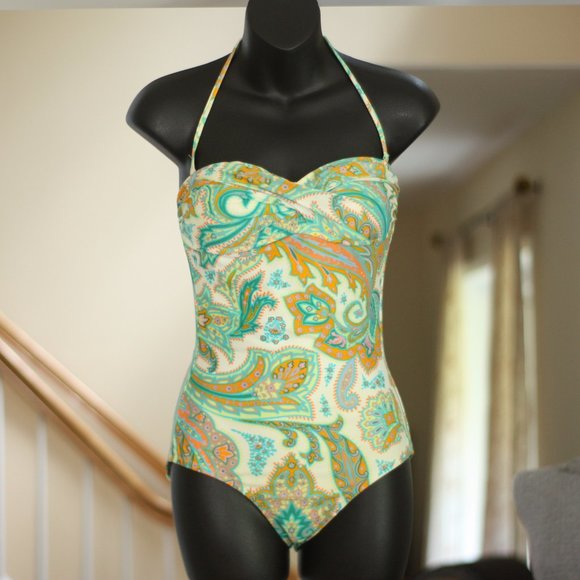 J. CREW Paisley Swimsuit Size 4 - Picture 1 of 5